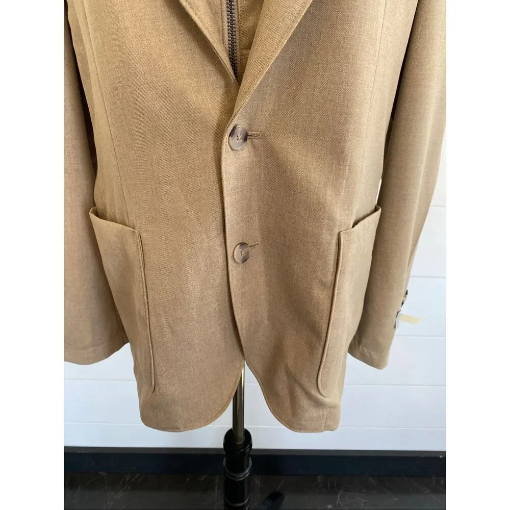 GIASONE Austin Hood Detachable Casual Blazer Jacket Camel Sport Coat Sz 44 R NEW - Picture 3 of 11